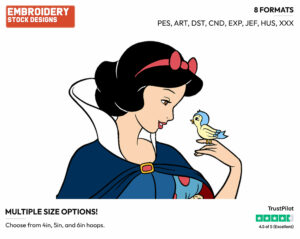 Snow White Side View - Disney's Snow White and the Seven Dwarfs - Embroidery Design in 3 sizes & 8 formats