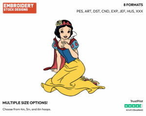 Snow White - Disney's Snow White and the Seven Dwarfs - Embroidery Design in 3 sizes & 8 formats