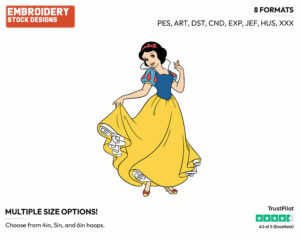 Snow White - Disney's Snow White and the Seven Dwarfs - Embroidery Design in 3 sizes & 8 formats