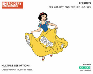 Snow White Dancing - Disney's Snow White and the Seven Dwarfs - Embroidery Design in 3 sizes & 8 formats