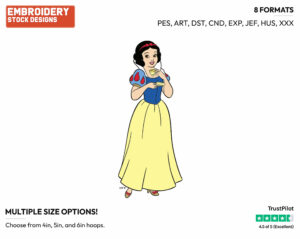 Snow White Drinking Tea - Disney's Snow White and the Seven Dwarfs - Embroidery Design in 3 sizes & 8 formats