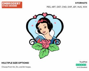 Snow White's Face - Disney's Snow White and the Seven Dwarfs - Embroidery Design in 3 sizes & 8 formats