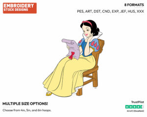 Snow White Reading Letter - Disney's Snow White and the Seven Dwarfs - Embroidery Design in 3 sizes & 8 formats