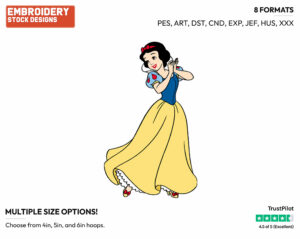 Snow White - Disney's Snow White and the Seven Dwarfs - Embroidery Design in 3 sizes & 8 formats