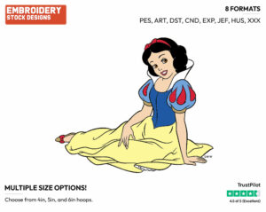 Snow White - Disney's Snow White and the Seven Dwarfs - Embroidery Design in 3 sizes & 8 formats
