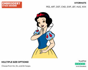 Snow White - Disney's Snow White and the Seven Dwarfs - Embroidery Design in 3 sizes & 8 formats