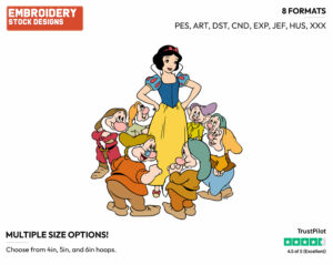 Snow White With The Seven Dwarfs - Disney's Snow White and the Seven Dwarfs - Embroidery Design in 3 sizes & 8 formats
