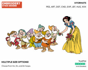 Snow White With The Seven Dwarfs - Disney's Snow White and the Seven Dwarfs - Embroidery Design in 3 sizes & 8 formats