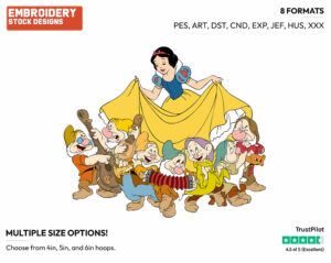 Snow White, Seven Dwarfs - Disney's Snow White and the Seven Dwarfs - Embroidery Design in 3 sizes & 8 formats