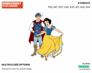Snow White, Prince - Disney's Snow White and the Seven Dwarfs - Embroidery Design in 3 sizes & 8 formats