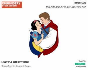 Snow White, Prince - Disney's Snow White and the Seven Dwarfs - Embroidery Design in 3 sizes & 8 formats