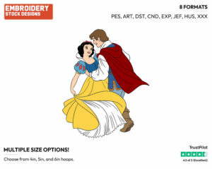 Snow White, Prince Dancing - Disney's Snow White and the Seven Dwarfs - Embroidery Design in 3 sizes & 8 formats
