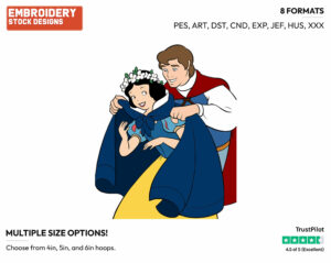 Prince Putting His Cape Round Snow White's Shoulders - Disney's Snow White and the Seven Dwarfs - Embroidery Design in 3 sizes & 8 formats