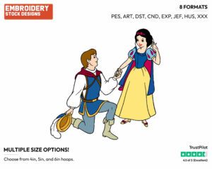 Snow White, Prince - Disney's Snow White and the Seven Dwarfs - Embroidery Design in 3 sizes & 8 formats
