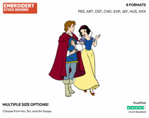 Snow White, Prince Walking - Disney's Snow White and the Seven Dwarfs - Embroidery Design in 3 sizes & 8 formats