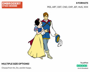 Snow White, Prince Walking - Disney's Snow White and the Seven Dwarfs - Embroidery Design in 3 sizes & 8 formats