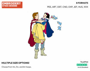 Prince Carrying Snow White In His Arms - Disney's Snow White and the Seven Dwarfs - Embroidery Design in 3 sizes & 8 formats