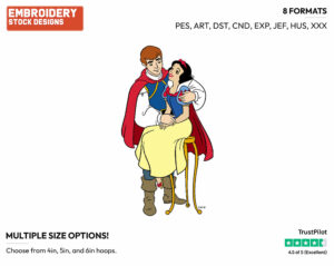 Snow White, Prince - Disney's Snow White and the Seven Dwarfs - Embroidery Design in 3 sizes & 8 formats