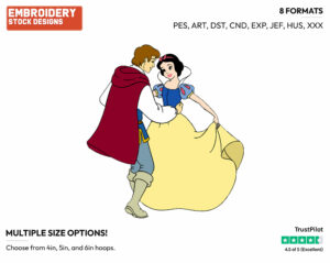 Snow White, Prince Dancing - Disney's Snow White and the Seven Dwarfs - Embroidery Design in 3 sizes & 8 formats