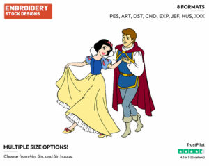 Snow White, Prince Dancing - Disney's Snow White and the Seven Dwarfs - Embroidery Design in 3 sizes & 8 formats