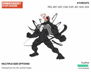 Venom - Disney's Spider-Man - Embroidery Design in 3 sizes & 8 formats