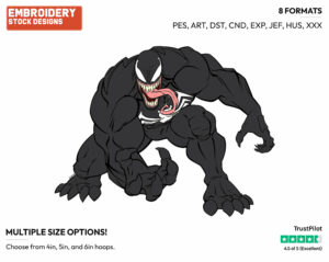 Venom - Disney's Spider-Man - Embroidery Design in 3 sizes & 8 formats