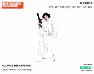 Princess Leia - Disney's Star Wars - Embroidery Design in 3 sizes & 8 formats