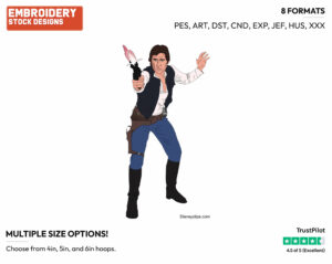 Han Solo - Disney's Star Wars - Embroidery Design in 3 sizes & 8 formats