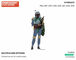Boba Fett - Disney's Star Wars - Embroidery Design in 3 sizes & 8 formats