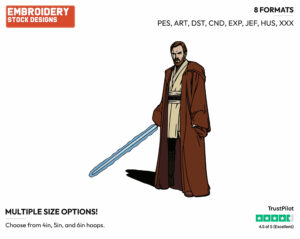 Obi Wan Kenobi - Disney's Star Wars - Embroidery Design in 3 sizes & 8 formats
