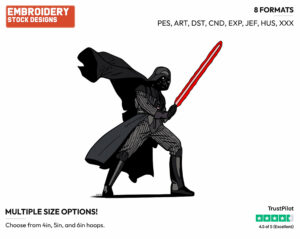 Darth Vader - Disney's Star Wars - Embroidery Design in 3 sizes & 8 formats