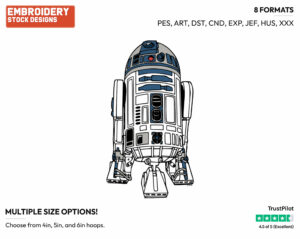 R2D2 - Disney's Star Wars - Embroidery Design in 3 sizes & 8 formats