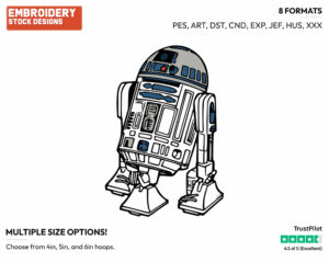 R2D2 - Disney's Star Wars - Embroidery Design in 3 sizes & 8 formats