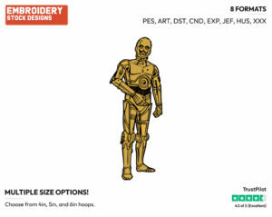 C3Po - Disney's Star Wars - Embroidery Design in 3 sizes & 8 formats