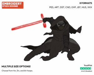 Kylo Ren - Disney's Star Wars - Embroidery Design in 3 sizes & 8 formats