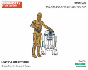 R2D2, C3Po - Disney's Star Wars - Embroidery Design in 3 sizes & 8 formats