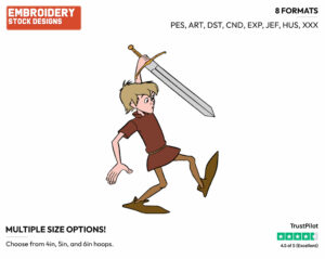 Wart Holding The Sword - Disney's The Sword in the Stone - Embroidery Design in 3 sizes & 8 formats
