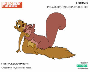 Wart As A Squirrel - Disney's The Sword in the Stone - Embroidery Design in 3 sizes & 8 formats