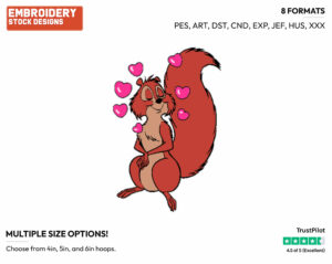 Squirrel In Love - Disney's The Sword in the Stone - Embroidery Design in 3 sizes & 8 formats