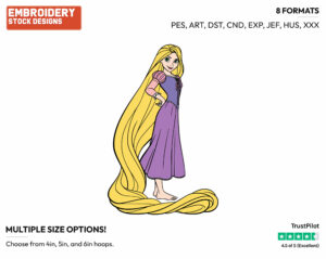 Rapunzel Standing With Her Hand On Her Hip - Disney's Tangled - Embroidery Design in 3 sizes & 8 formats