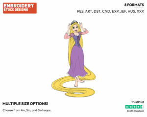 Rapunzel Putting On Her Crown - Disney's Tangled - Embroidery Design in 3 sizes & 8 formats