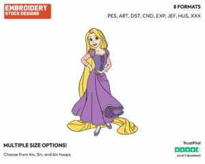 Rapunzel Posing - Disney's Tangled - Embroidery Design in 3 sizes & 8 formats