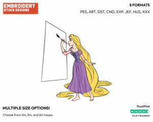 Rapunzel Painting - Disney's Tangled - Embroidery Design in 3 sizes & 8 formats
