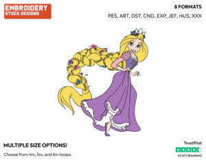 Rapunzel Running - Disney's Tangled - Embroidery Design in 3 sizes & 8 formats