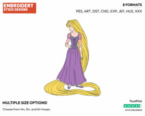 Rapunzel - Disney's Tangled - Embroidery Design in 3 sizes & 8 formats