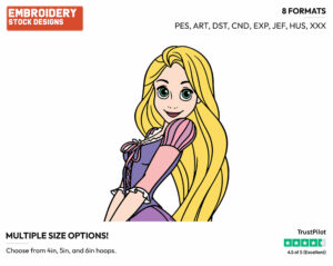 Rapunzel - Disney's Tangled - Embroidery Design in 3 sizes & 8 formats