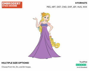 Rapunzel - Disney's Tangled - Embroidery Design in 3 sizes & 8 formats