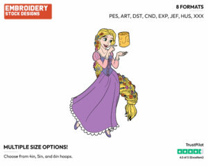 Rapunzel, Lantern - Disney's Tangled - Embroidery Design in 3 sizes & 8 formats