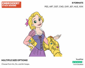 Rapunzel - Disney's Tangled - Embroidery Design in 3 sizes & 8 formats