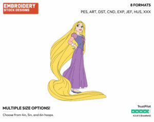 Rapunzel - Disney's Tangled - Embroidery Design in 3 sizes & 8 formats